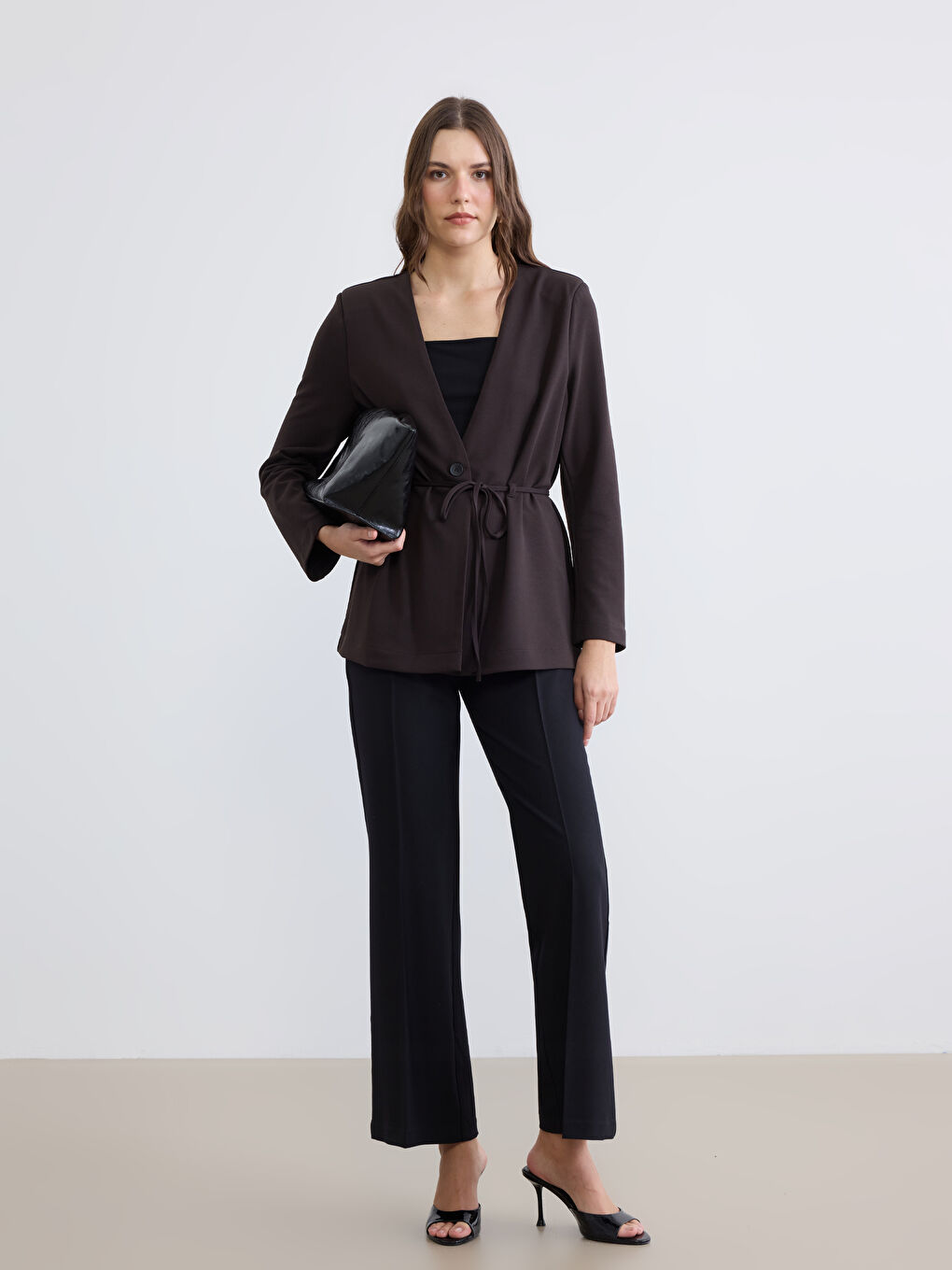 V-Neck Belted Women's Jacket-1