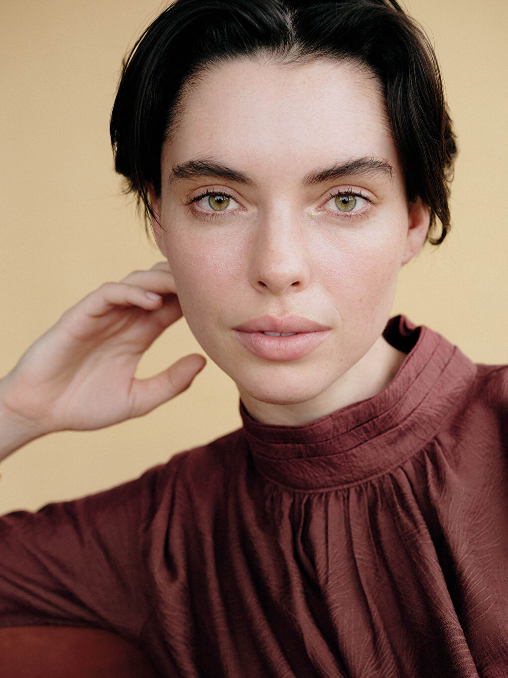 Mock Neck Sash Detailed Oversize Ruched Women's Dress-4