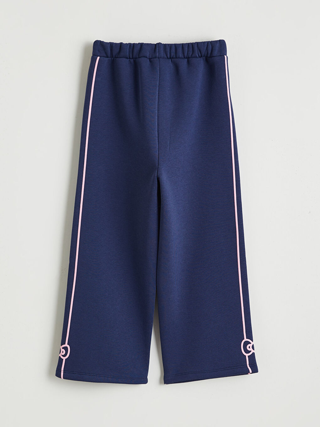 Lacivert Beli Lastikli Kız Çocuk Kalın Eşofman Altı-1