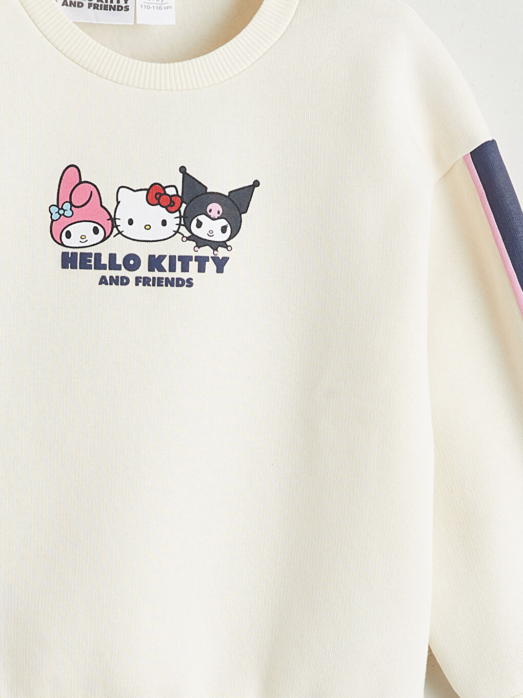 Ekru Bisiklet Yaka Hello Kitty Baskılı Kız Çocuk Sweatshirt-2
