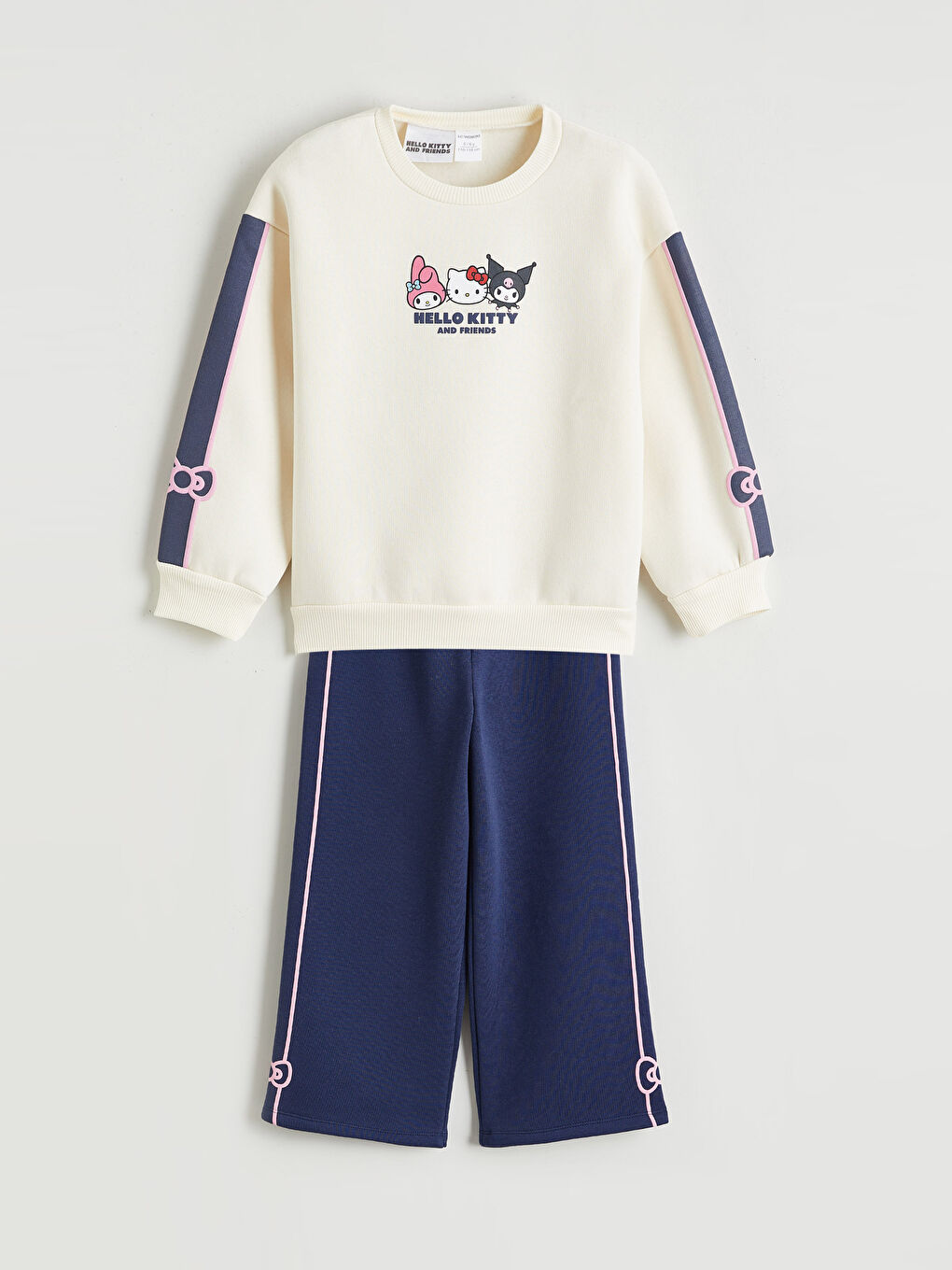 Lacivert Hello Kitty Baskılı Kız Çocuk Sweatshirt ve Eşofman Alt