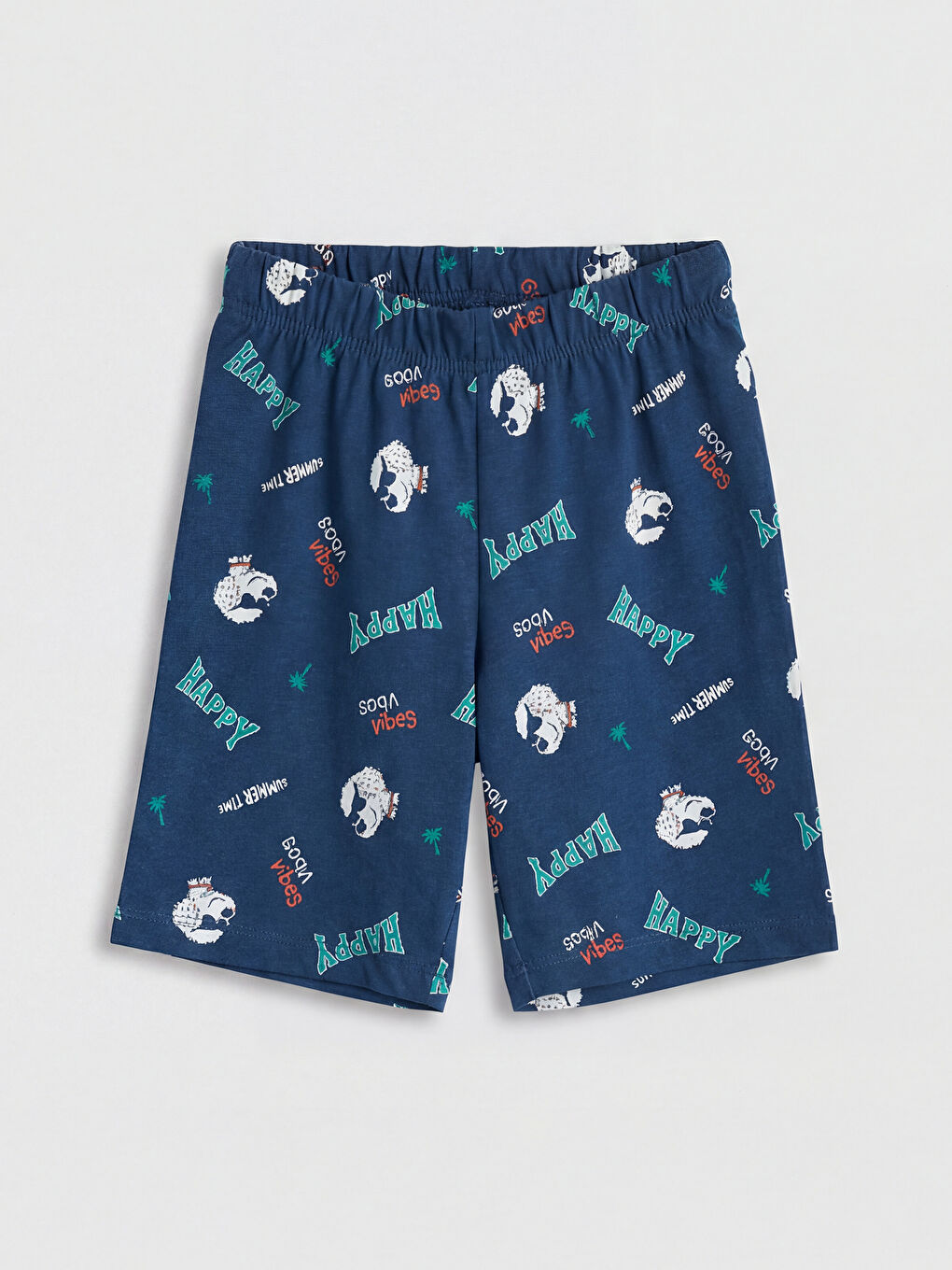 Turuncu Bisiklet Yaka Erkek Çocuk Şortlu Pijama Takımı-3