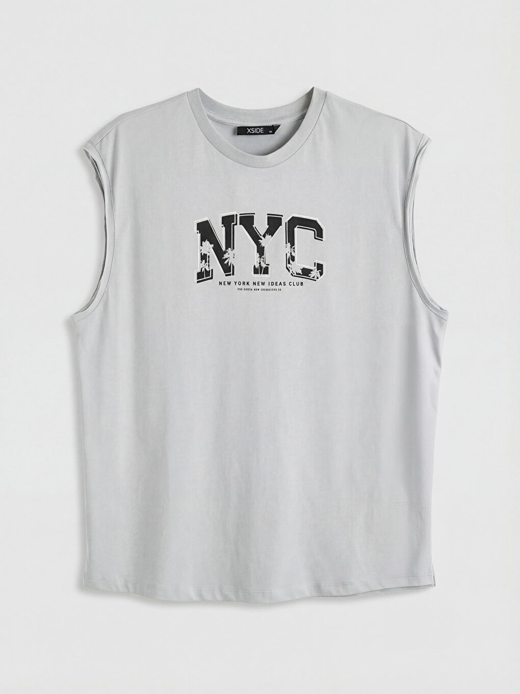 تي شيرت رجالي بدون أكمام مطبوع بياقة دائرية-4