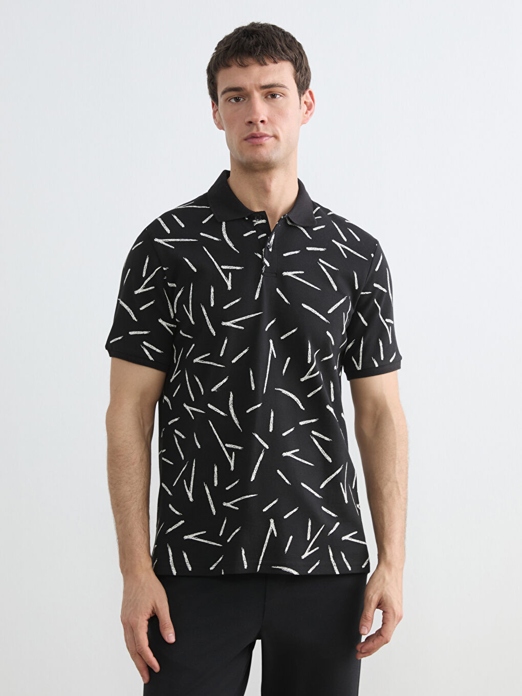 Polo Neck Patterned Pique Men's T-Shirt