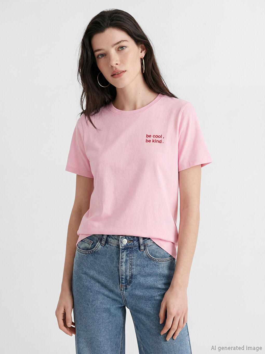 Женская футболка с круглым вырезом и вышивкой