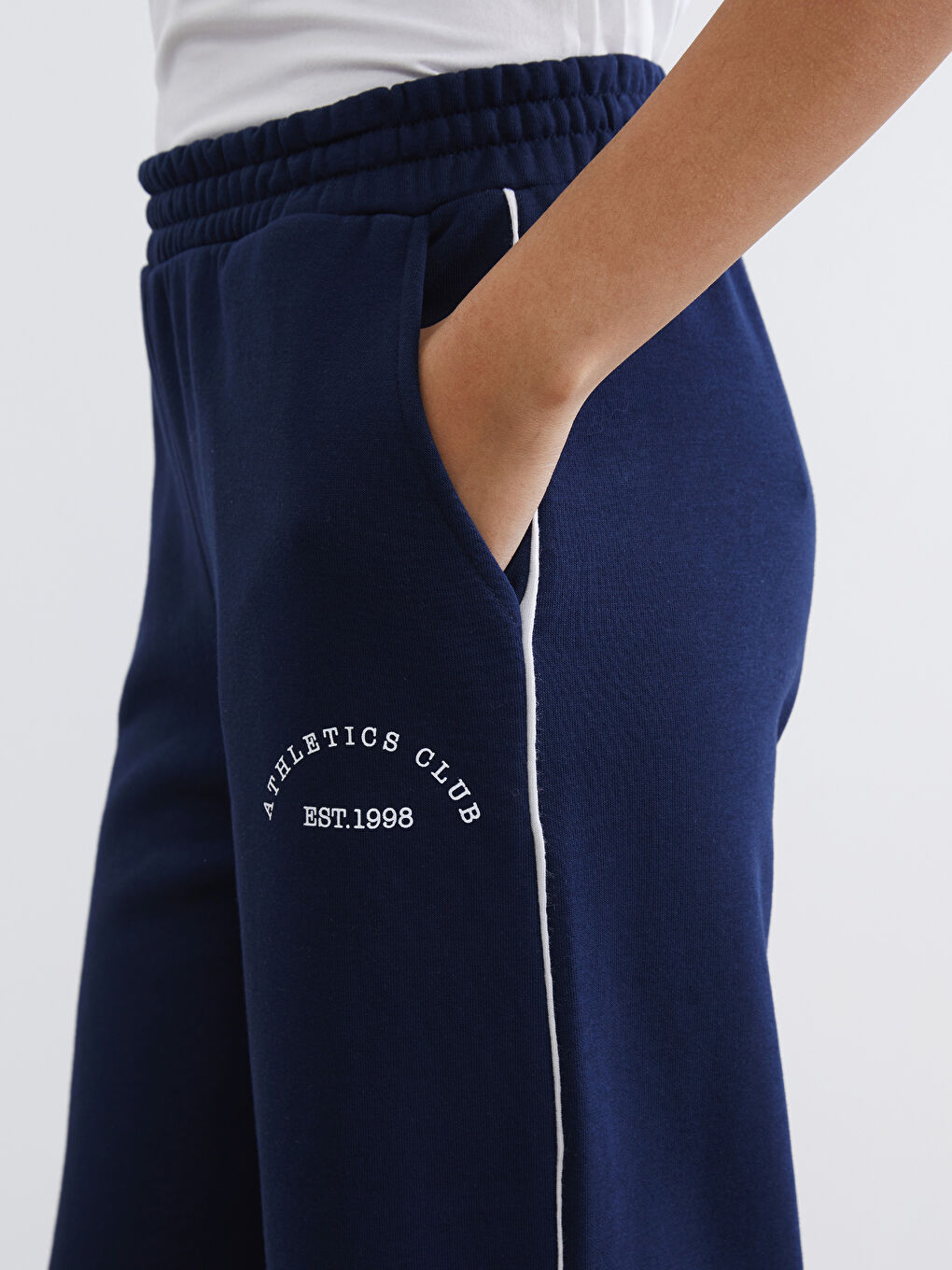 Lacivert Athletics Baskılı Kadın Kalın Eşofman Altı-2
