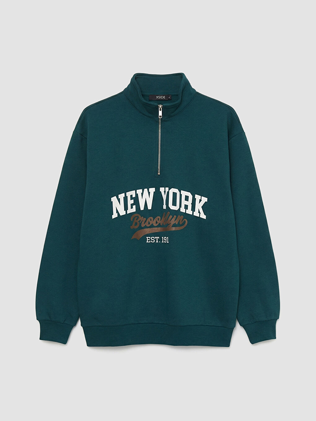Yeşil New York Baskılı Oversize Kadın Kalın Sweatshirt
