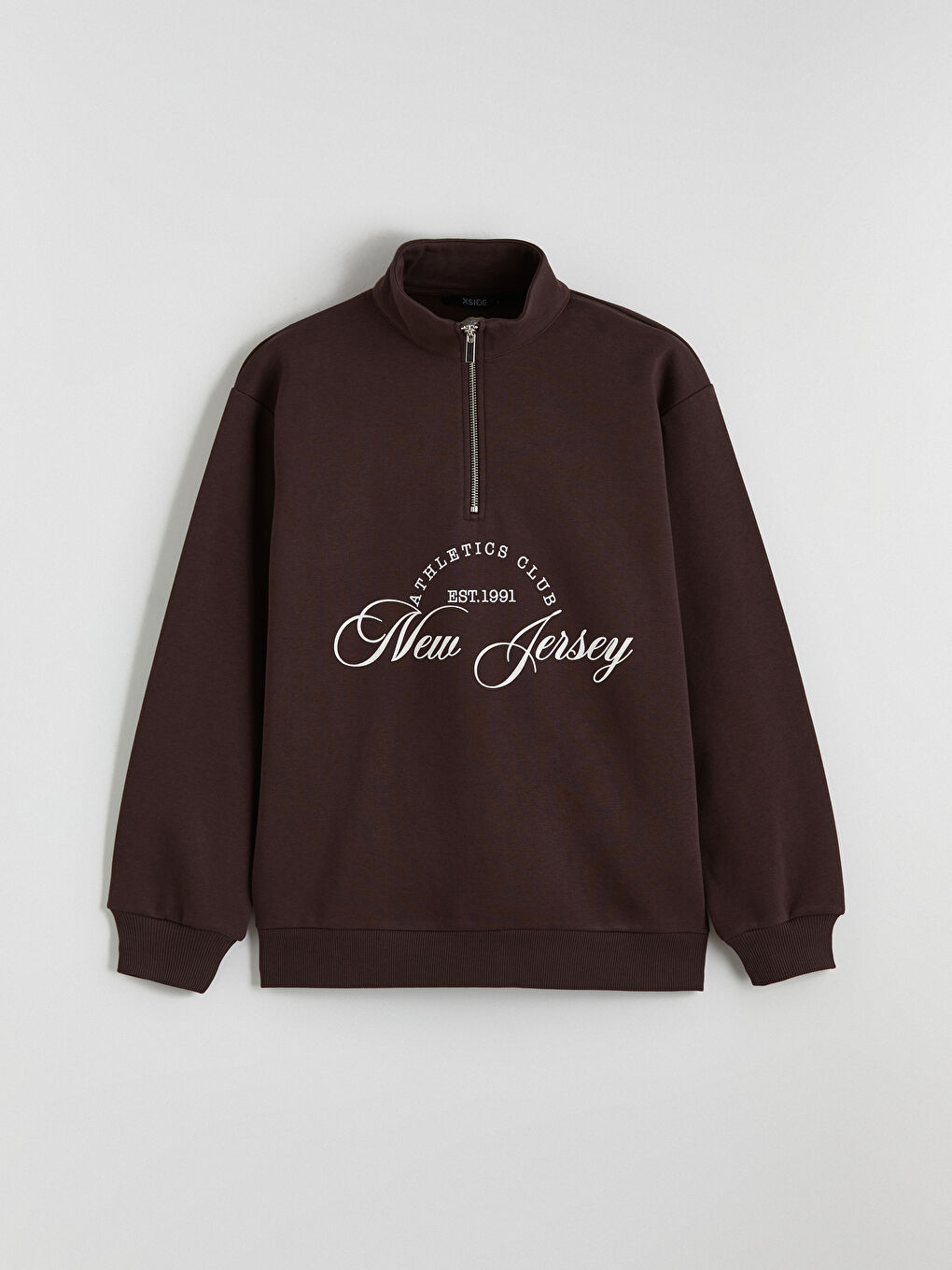 Kahverengi Loose Fit New Jersey Baskılı Kadın Sweatshirt-4