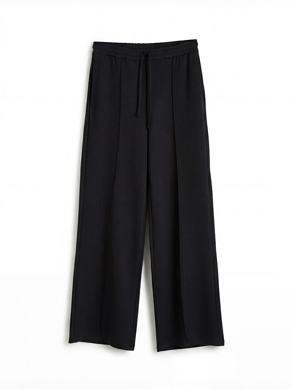 Siyah Beli Lastikli Geniş Paça Kadın Eşofman Altı	-4