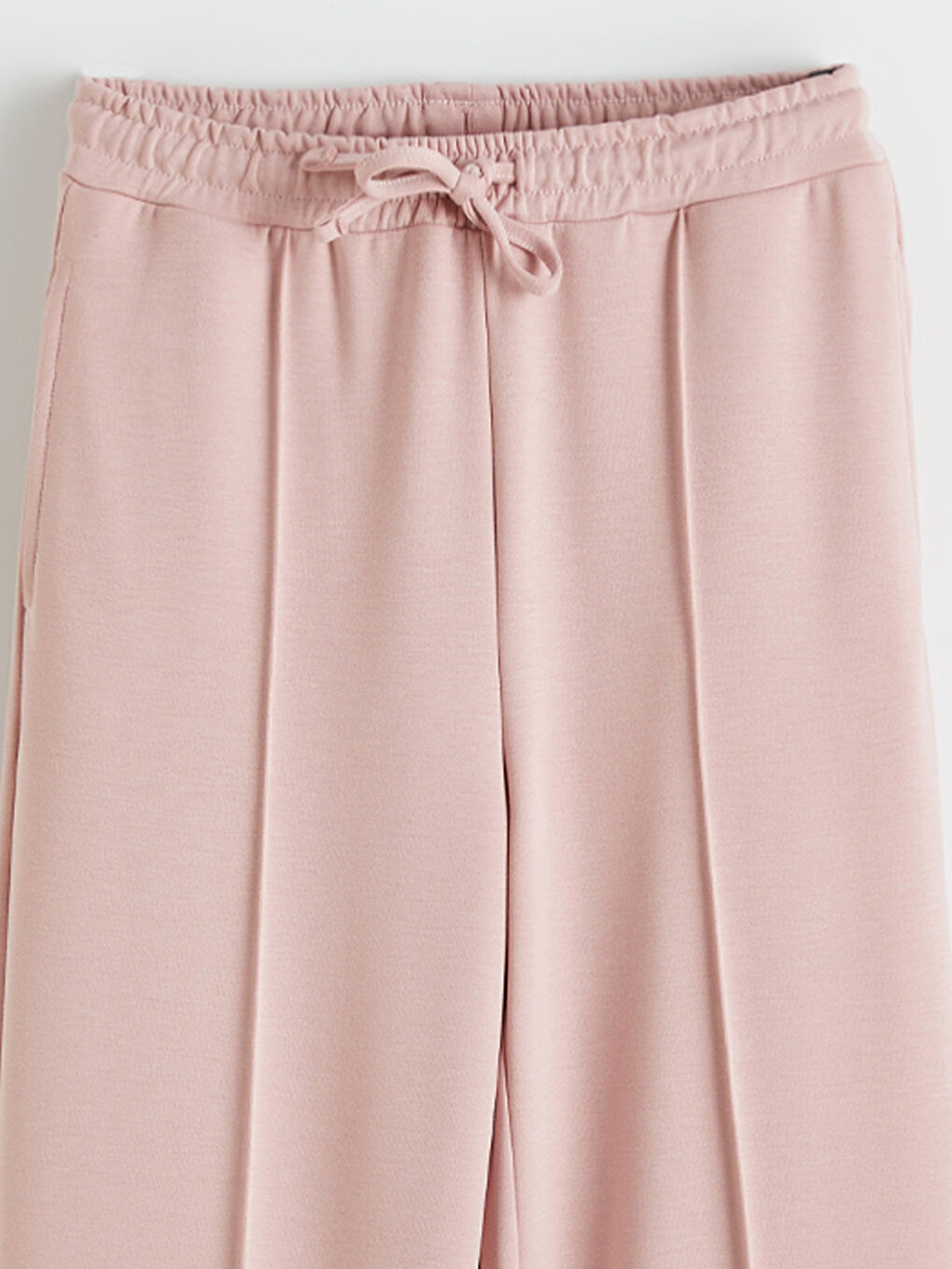 Pembe Beli Lastikli Geniş Paça Kadın Eşofman Altı	-5