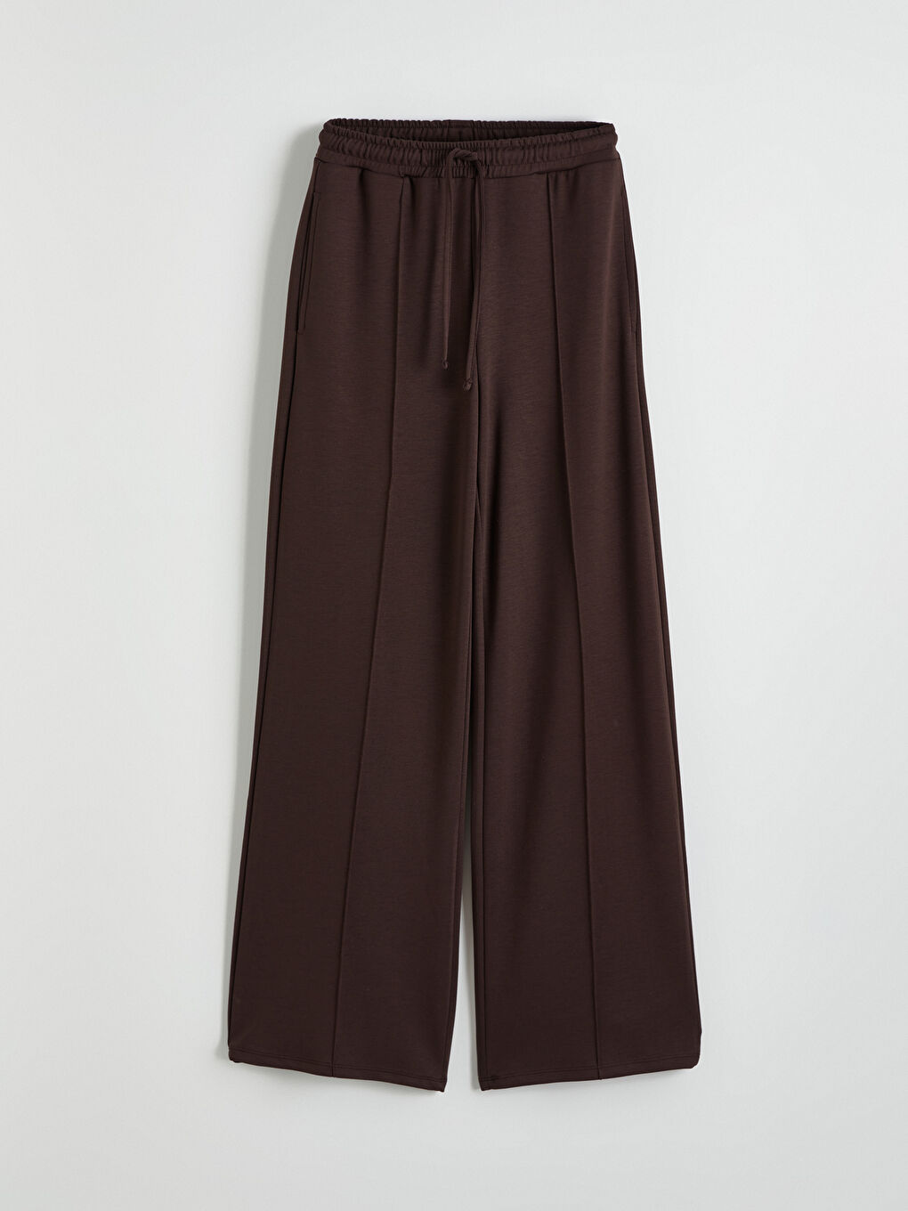 Kahverengi Beli Lastikli Geniş Paça Kadın Eşofman Altı	