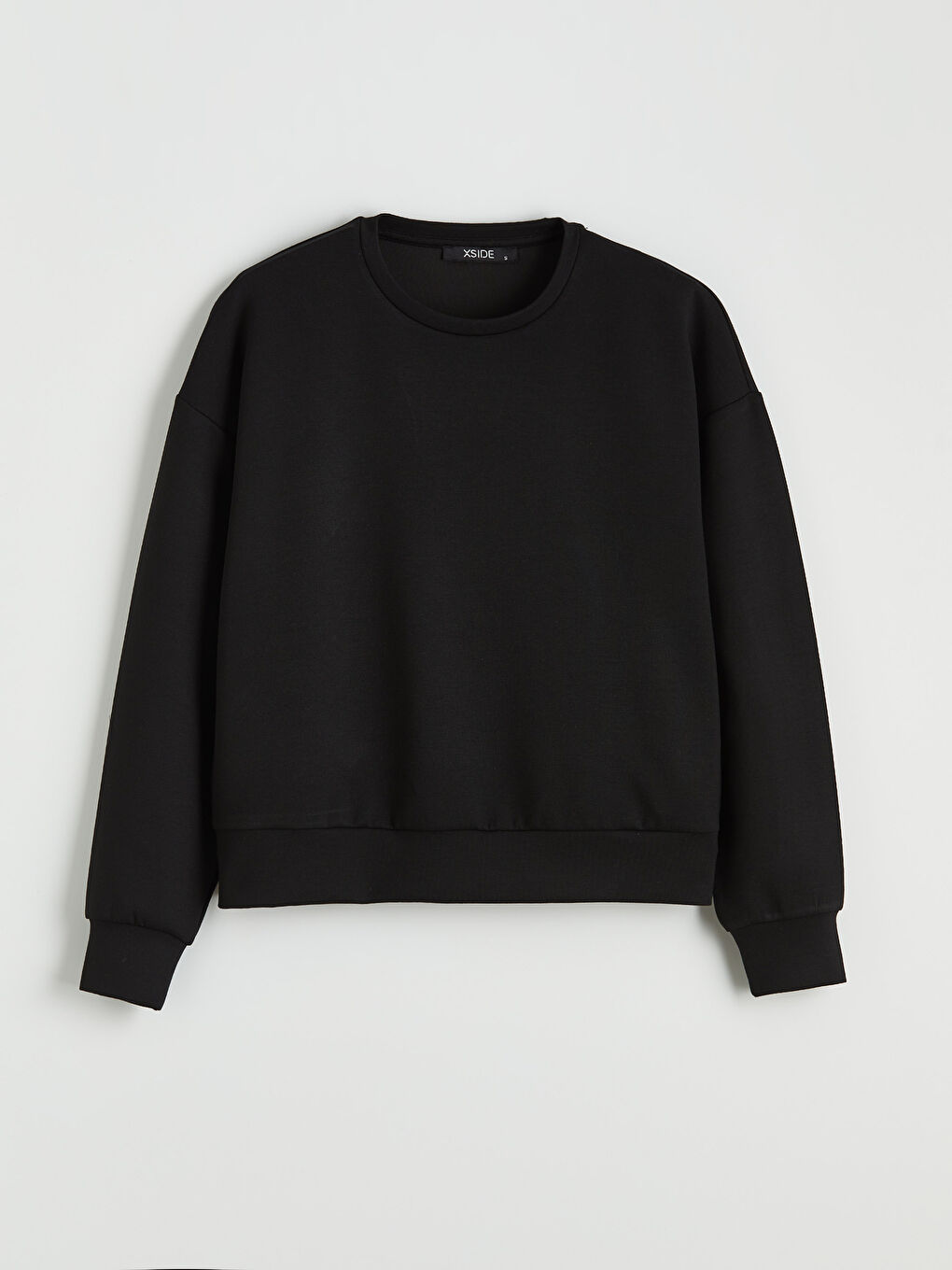 Siyah Bisiklet Yaka Soft Touch Kadın Sweatshirt-4
