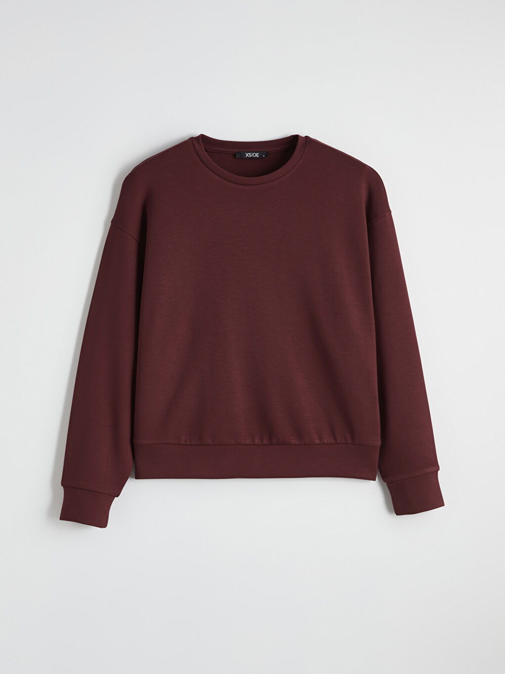 Bordo Bisiklet Yaka Soft Touch Kadın Sweatshirt