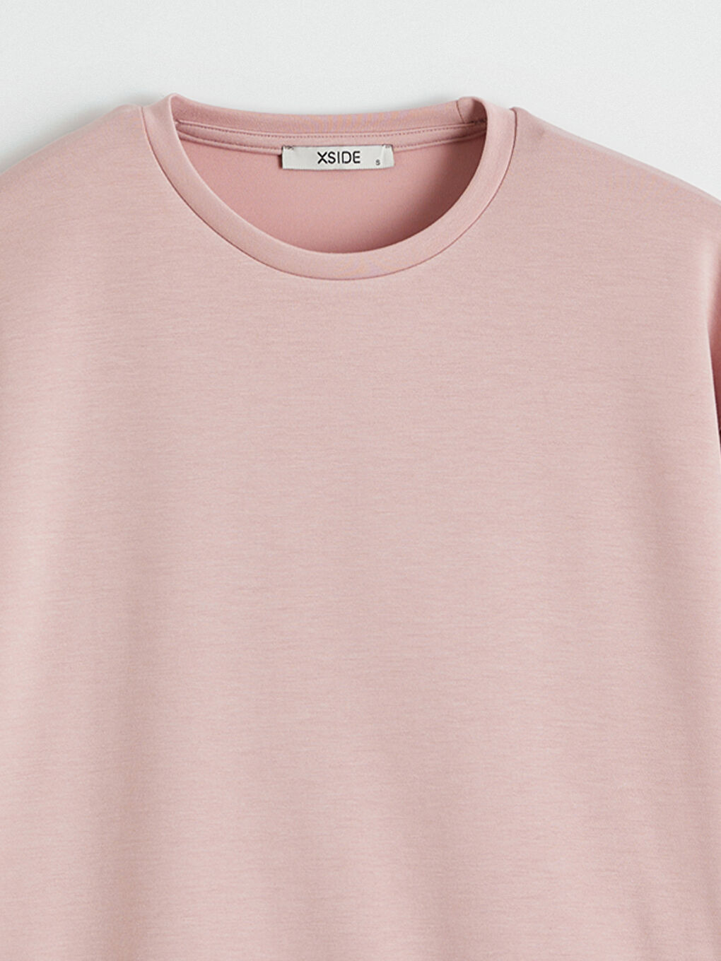 Pembe Bisiklet Yaka Soft Touch Kadın Sweatshirt-1