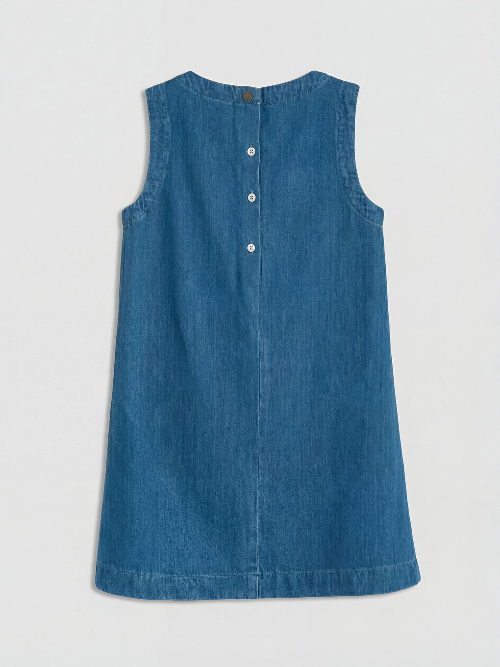 İndigo Bisiklet Yaka Kız Çocuk Jean Elbise-1