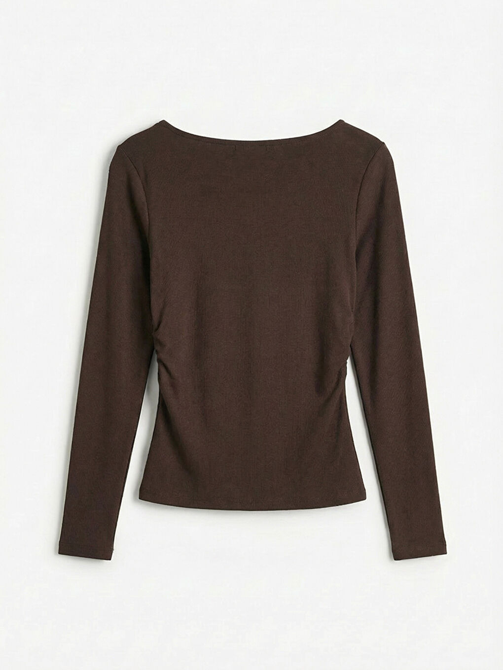 Kahverengi Bisiklet Yaka Büzgülü Bluz-5