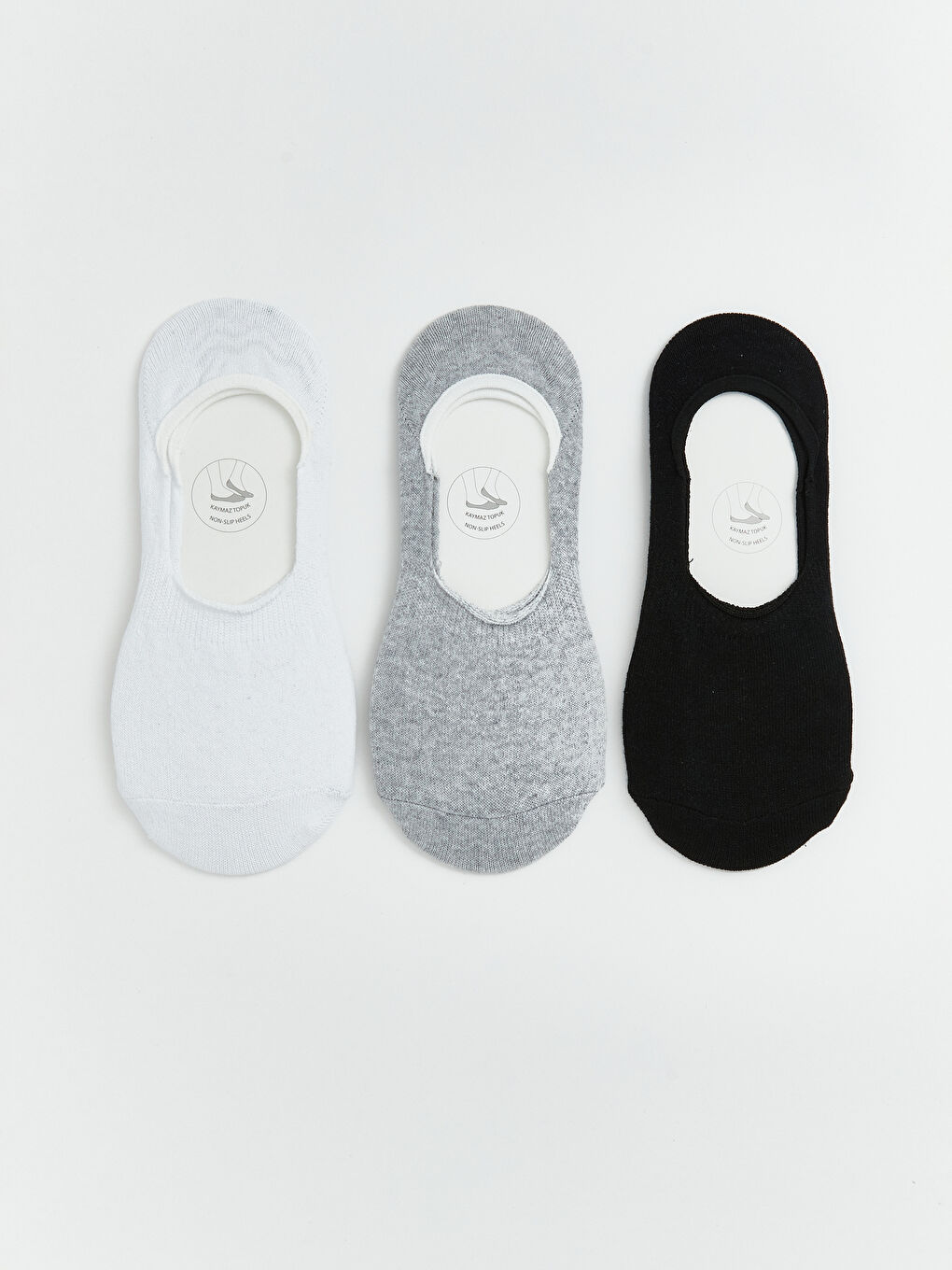 Beyaz Kaymaz Topuklu Kadın Babet Çorap 3'lü