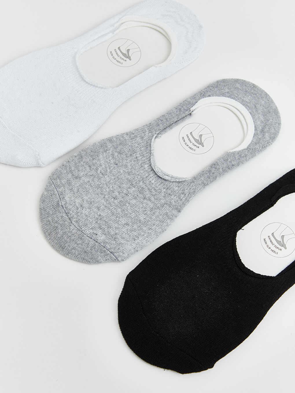 Beyaz Kaymaz Topuklu Kadın Babet Çorap 3'lü-1