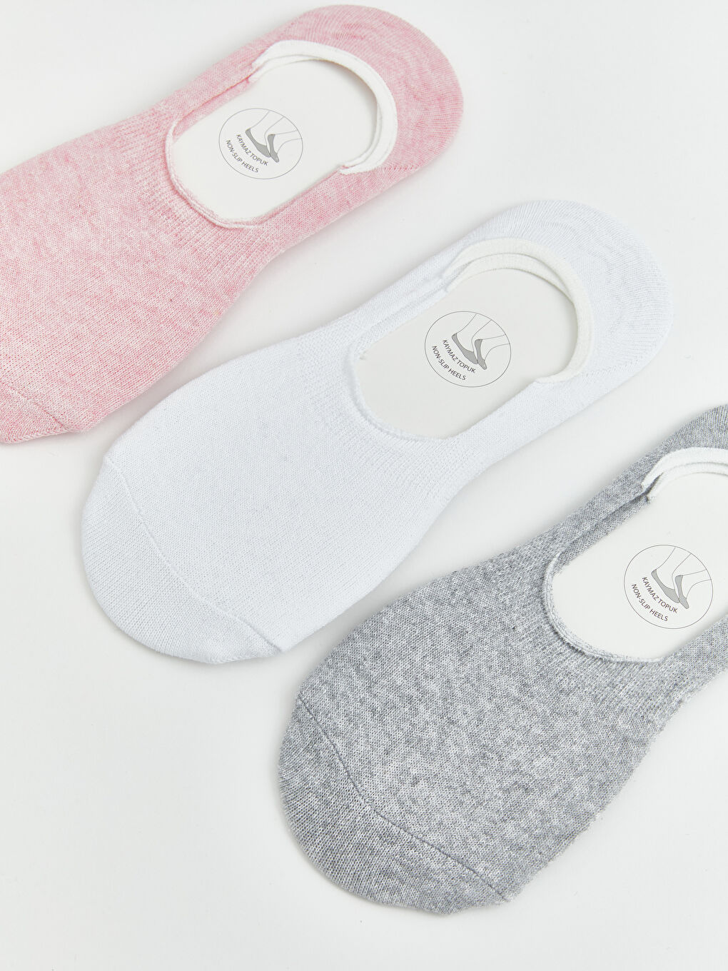 Pembe Kaymaz Topuklu Kadın Babet Çorap 3'lü-1