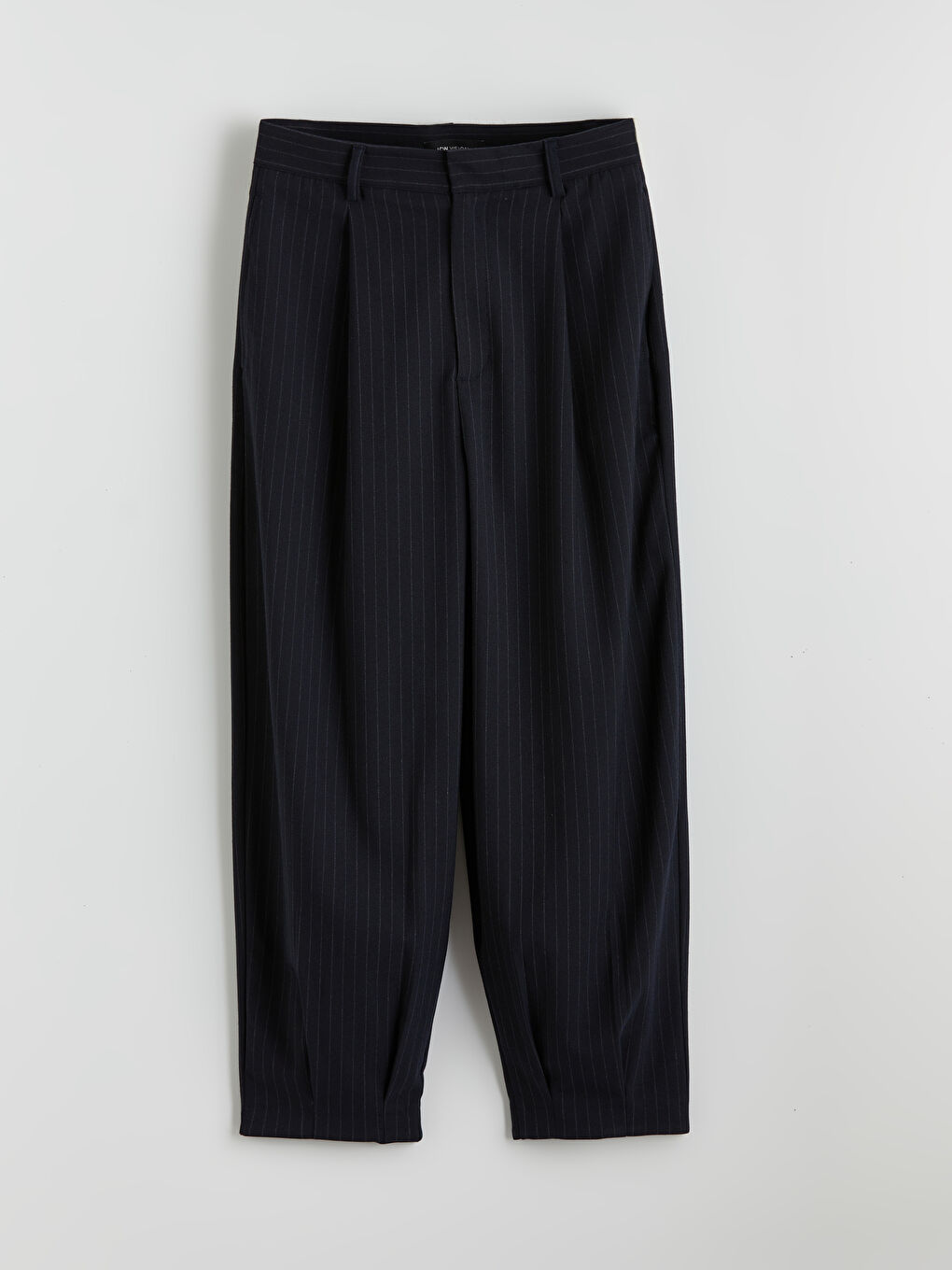 Lacivert Loose Fit Çizgili Kadın Kumaş Pantolon-4