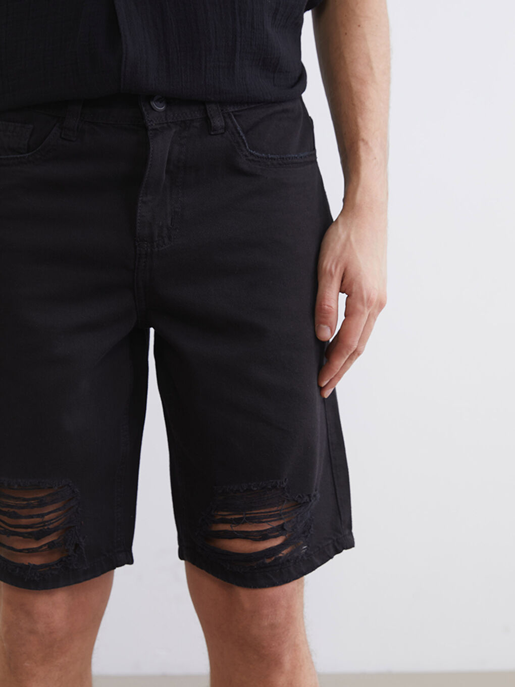 Regular Fit Men's Denim Shorts-2