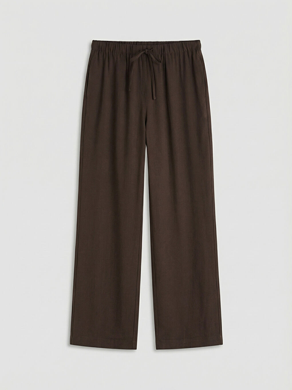 ელასტიური წელის ფართო ფეხებიანი ქალის შარვალი