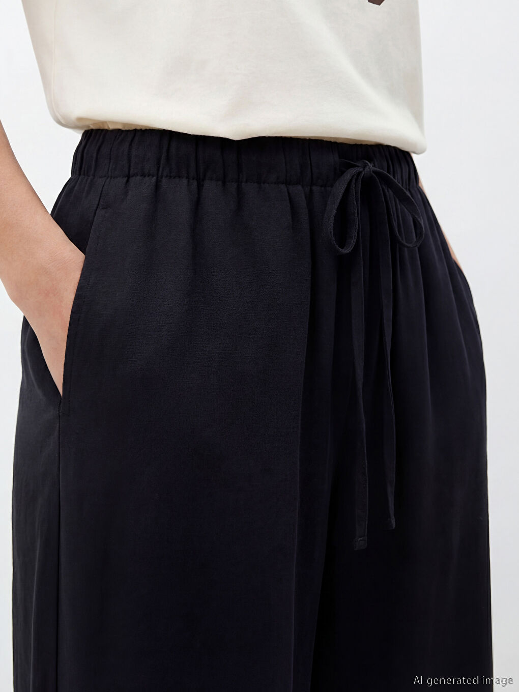 Серпімді белдікті кең балақты әйелдер шалбары-2