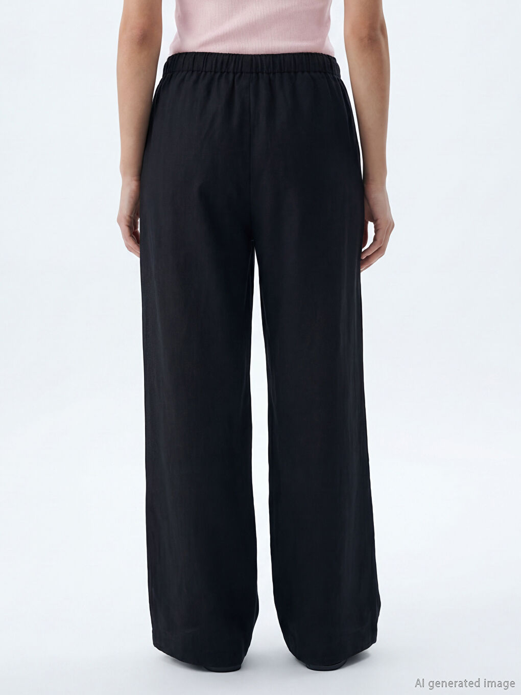 Серпімді белдікті кең балақты әйелдер шалбары-3