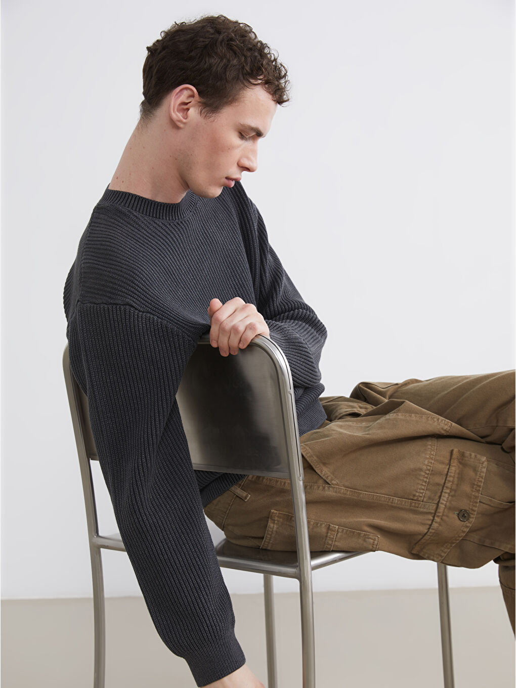 Antrasit Bisiklet Yaka Erkek Triko Kazak 