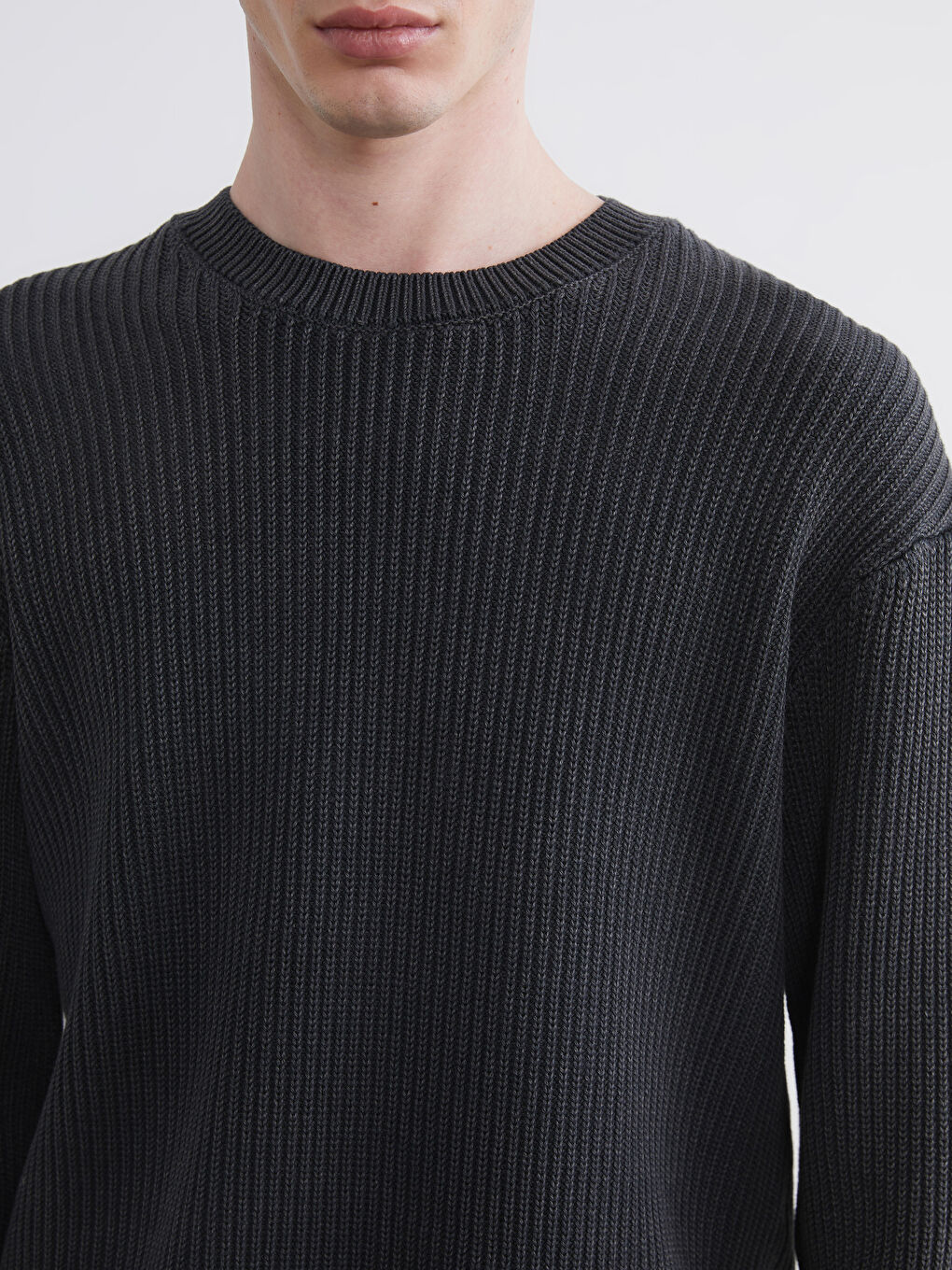 Antrasit Bisiklet Yaka Erkek Triko Kazak -2