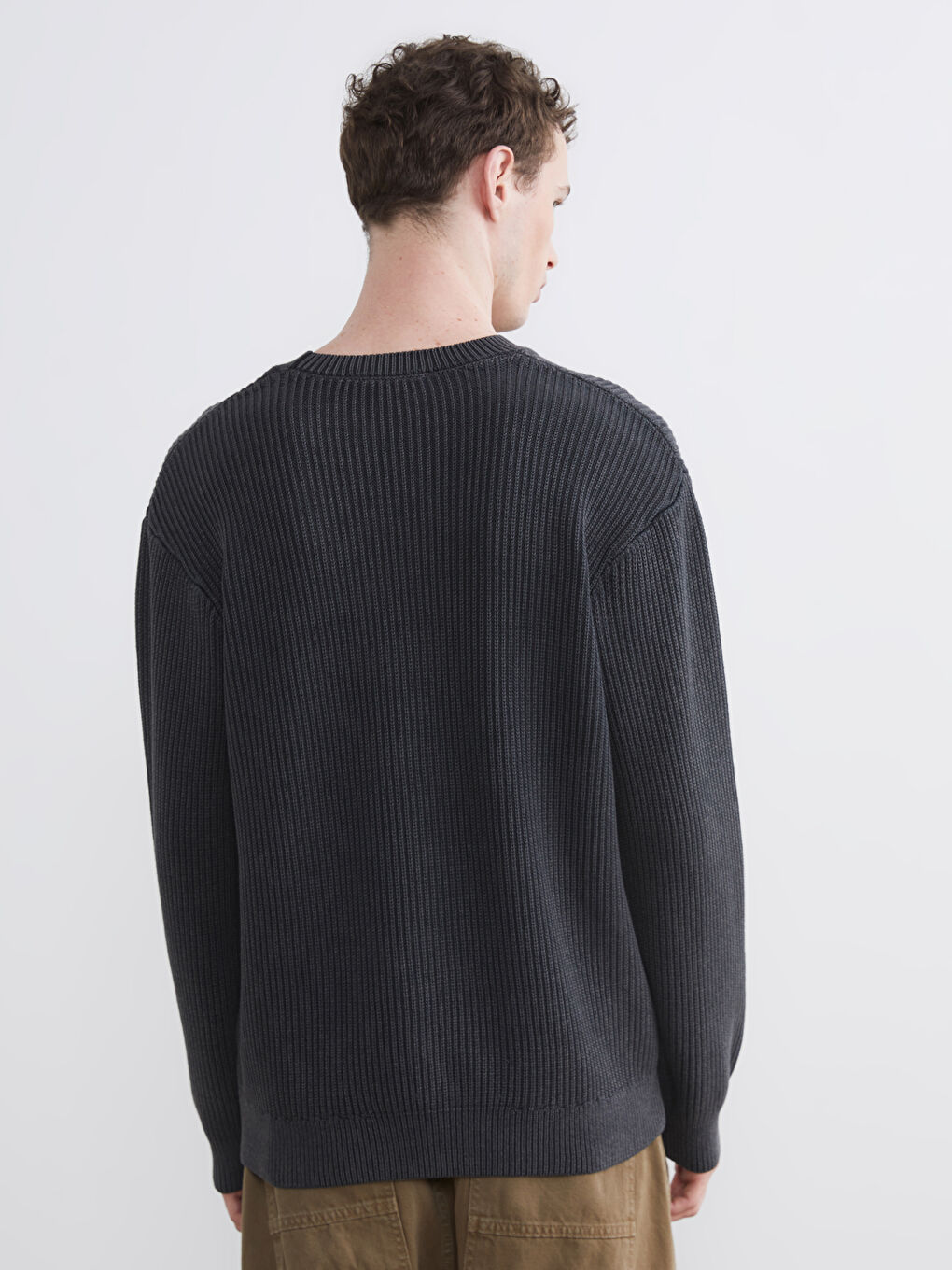 Antrasit Bisiklet Yaka Erkek Triko Kazak -3