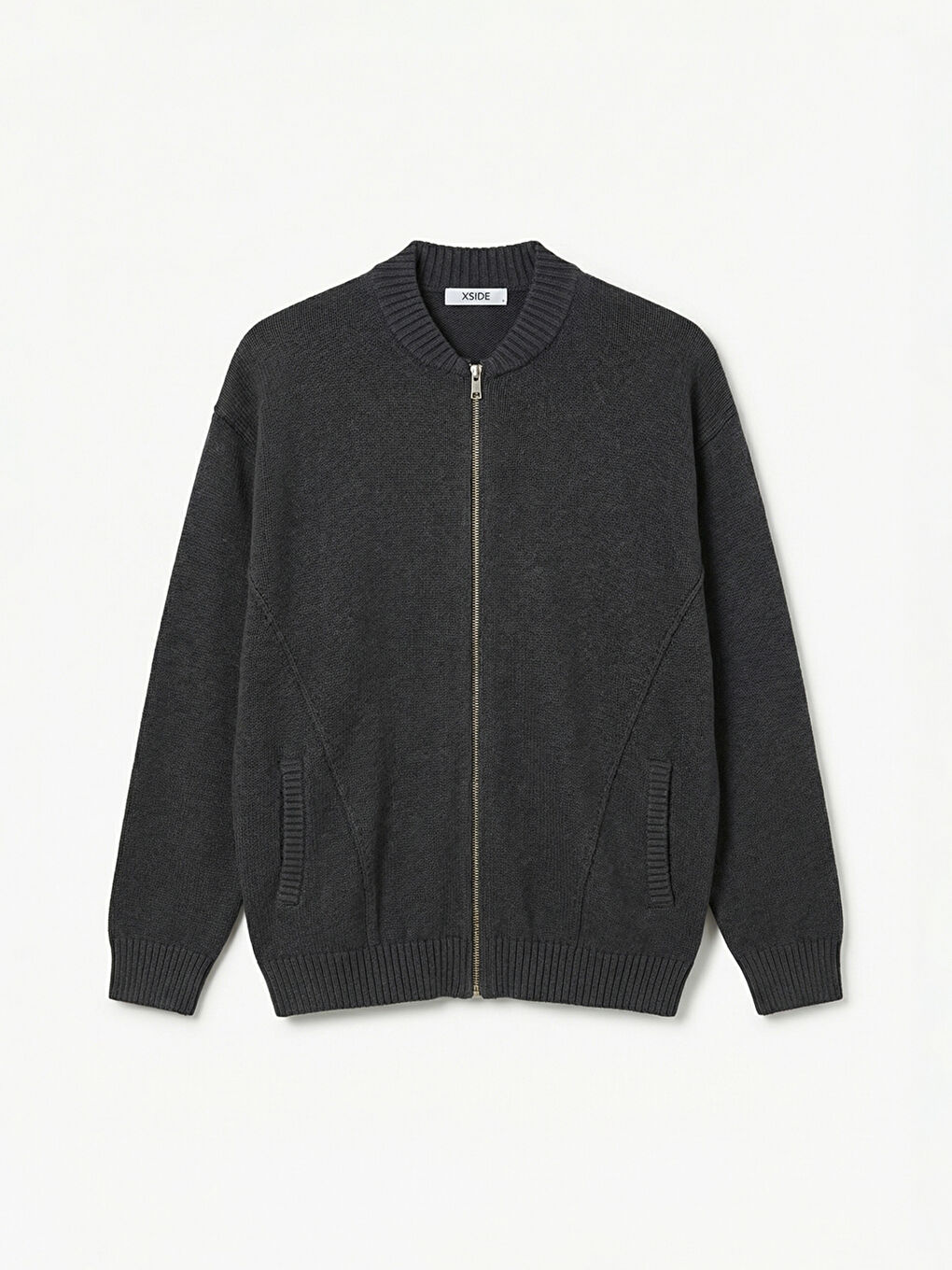 Antrasit Loose Fit Erkek Triko Hırka-4