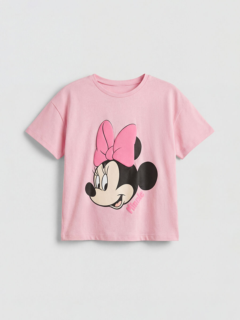 Pembe Minnie Mouse Baskılı Kız Çocuk Tişört