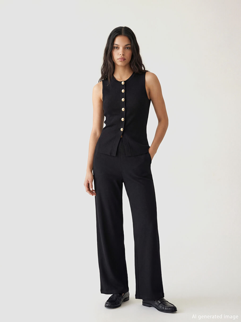 Ribbed knit vest with a crew neck.-1