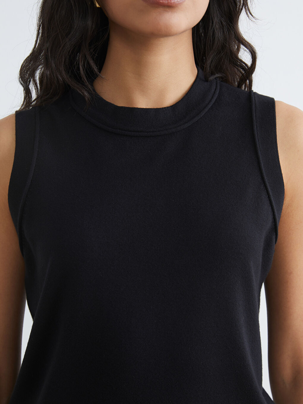 Women's Crew Neck Knit Sweater Vest-2