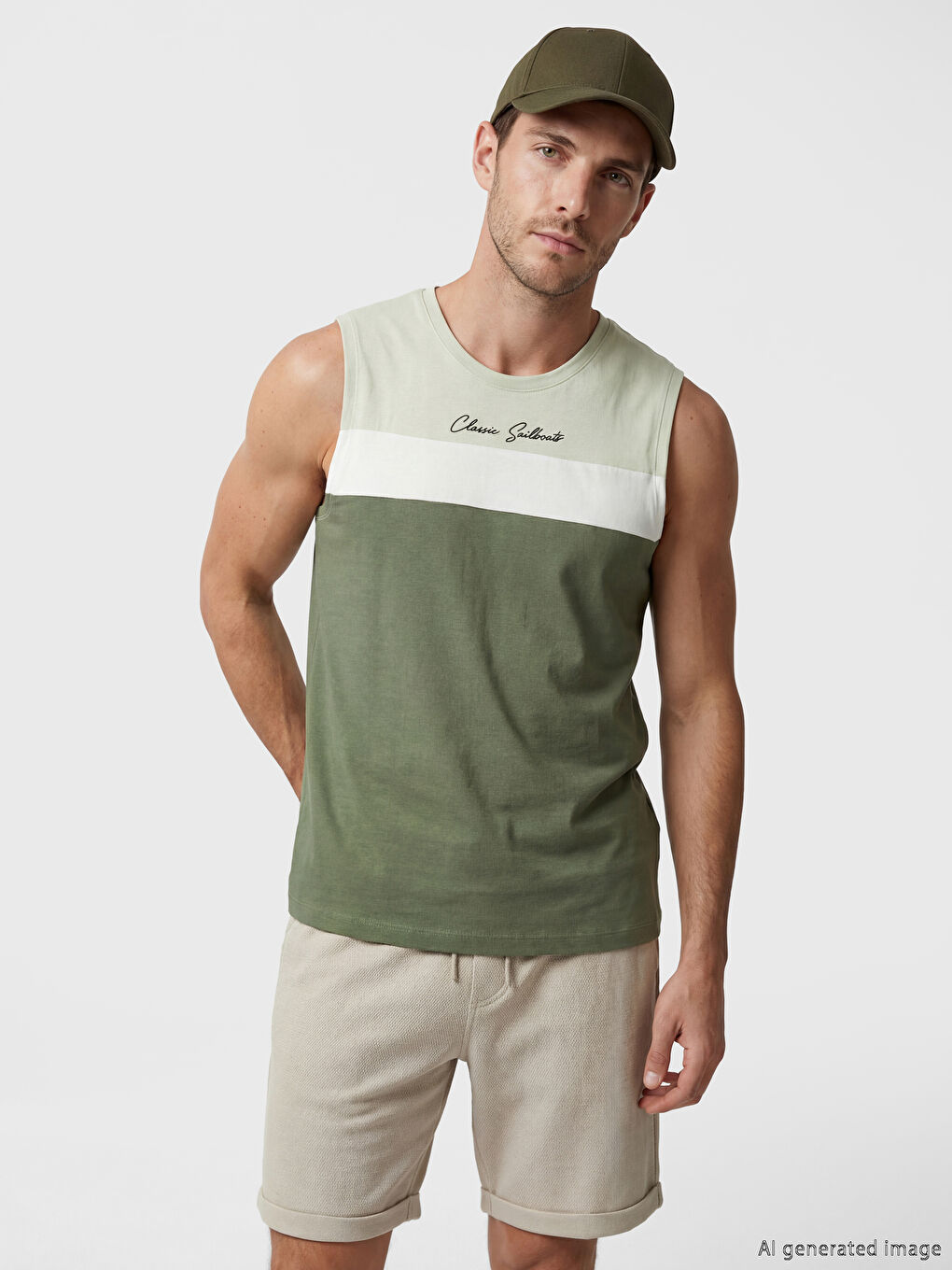 Crew Neck Regular Fit Printed Men's Tank Top