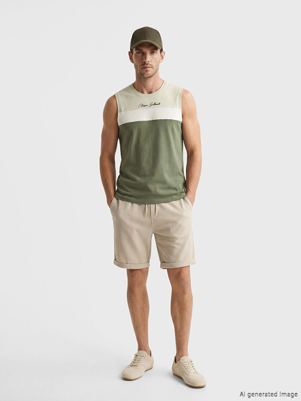 Crew Neck Regular Fit Printed Men's Tank Top-1