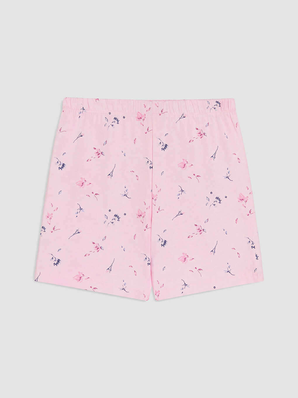 Pembe Bisiklet Yaka Baskılı Kadın Şortlu Pijama Takımı-4