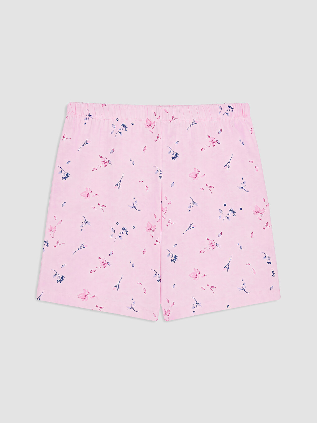 Pembe Bisiklet Yaka Baskılı Kadın Şortlu Pijama Takımı-6