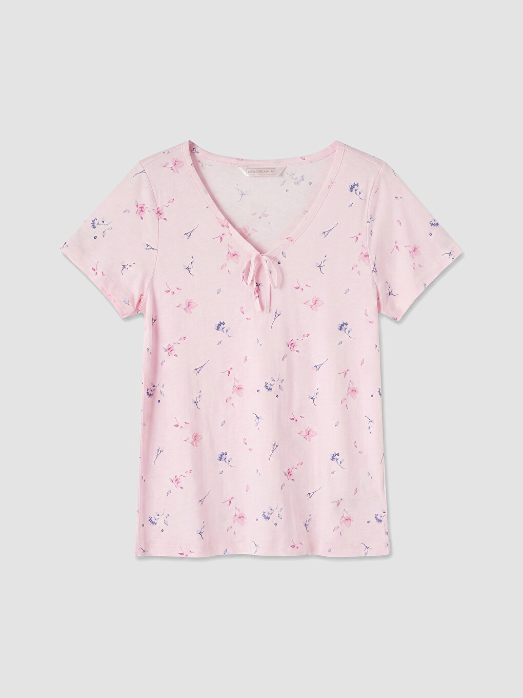 Pembe V Yaka Çiçekli Kadın Pijama Takım