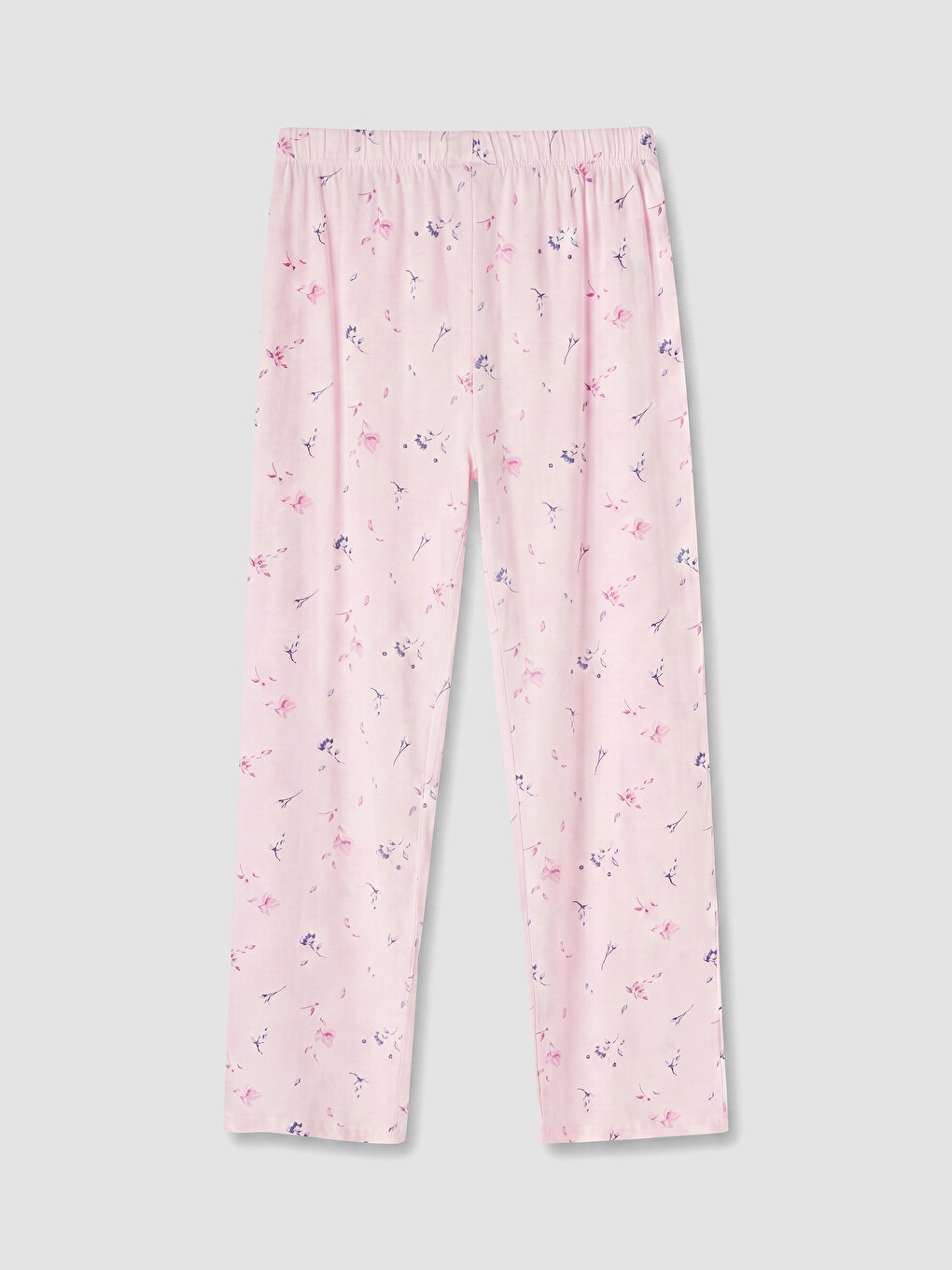 Pembe V Yaka Çiçekli Kadın Pijama Takım-5