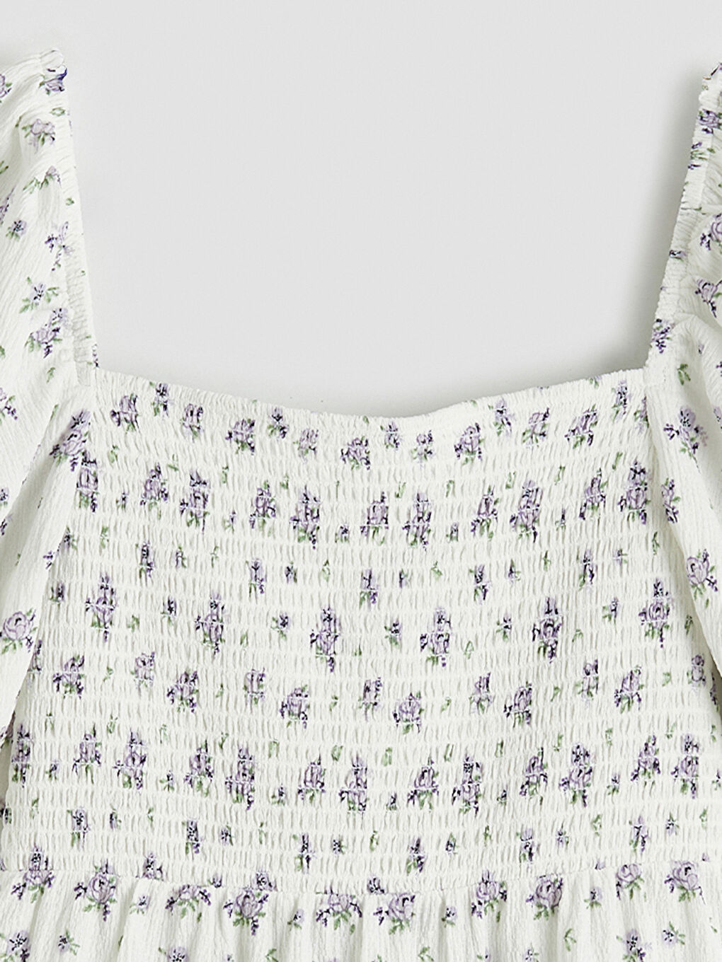 Floral Balloon Sleeve Ruched Mini Dress-4