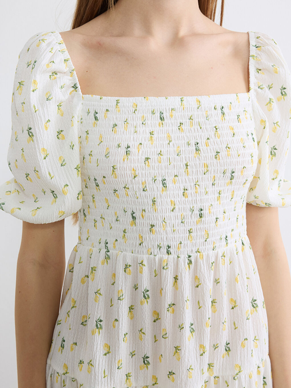 Floral Balloon Sleeve Ruched Mini Dress-1