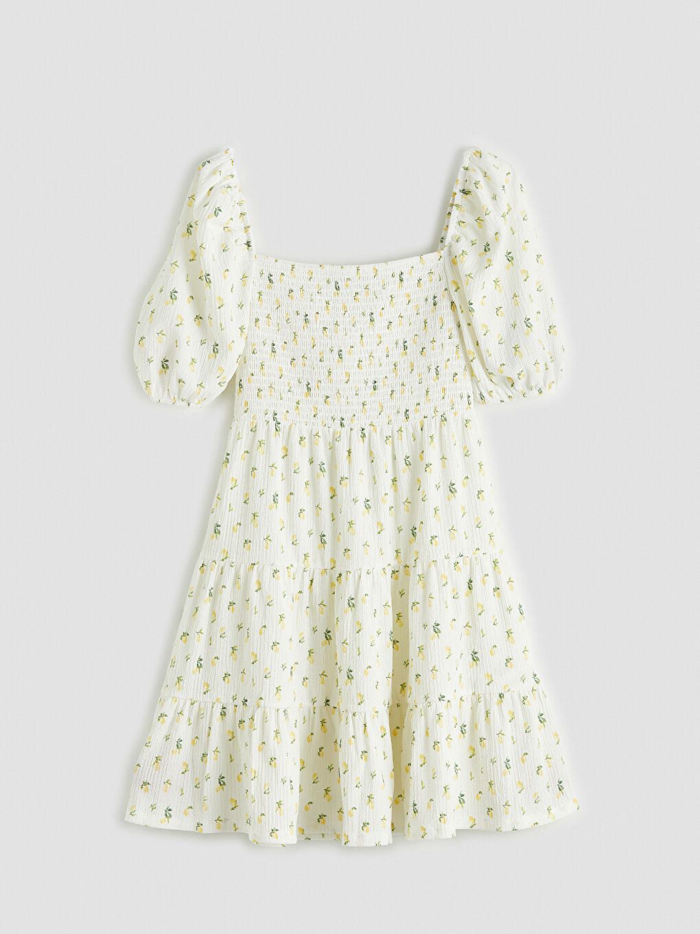 Floral Balloon Sleeve Ruched Mini Dress-3