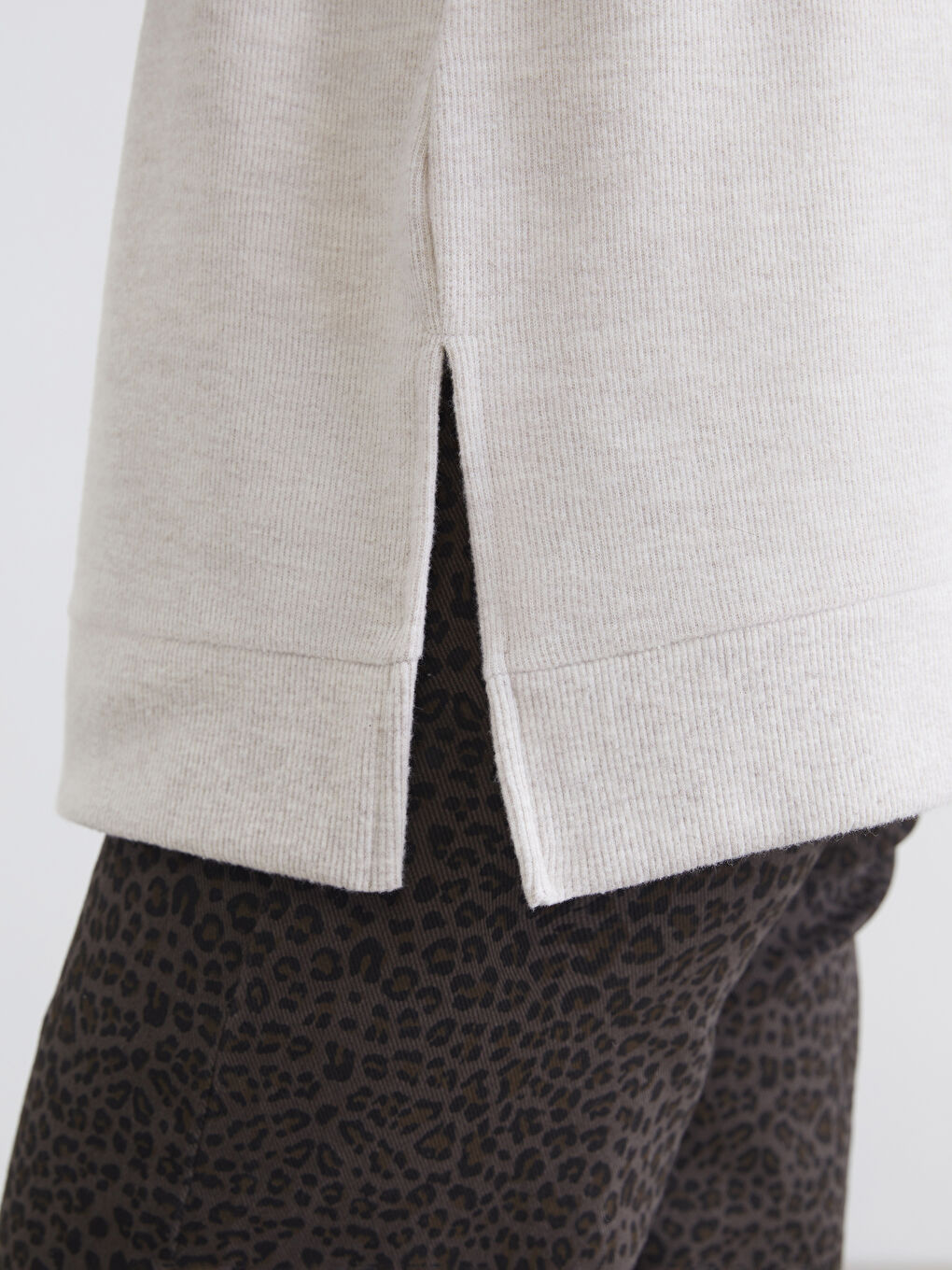 Bej Polo Yaka Kadın Sweatshirt-2