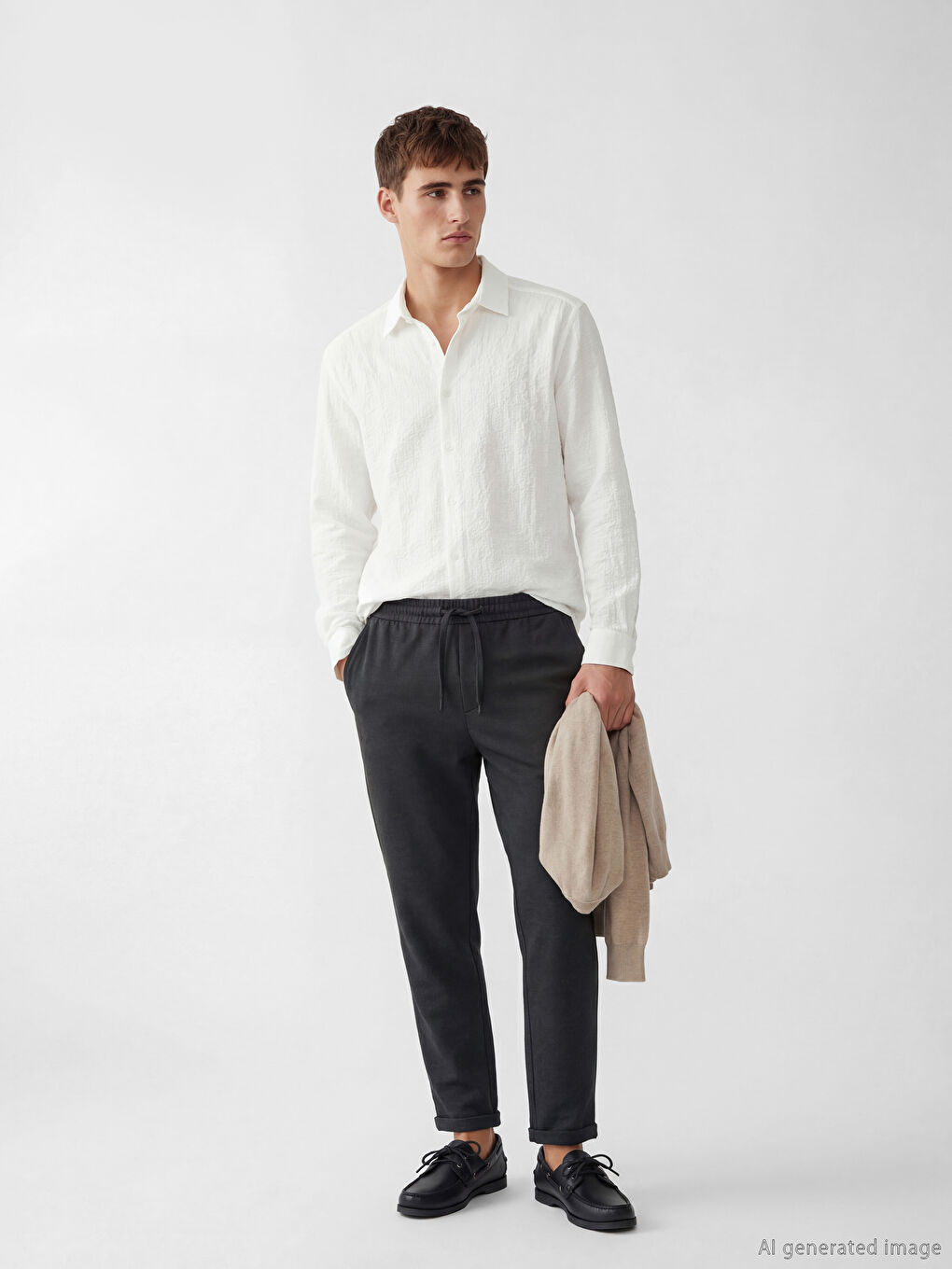 Pantaloni pentru bărbați, croială regular, cu talie elastică