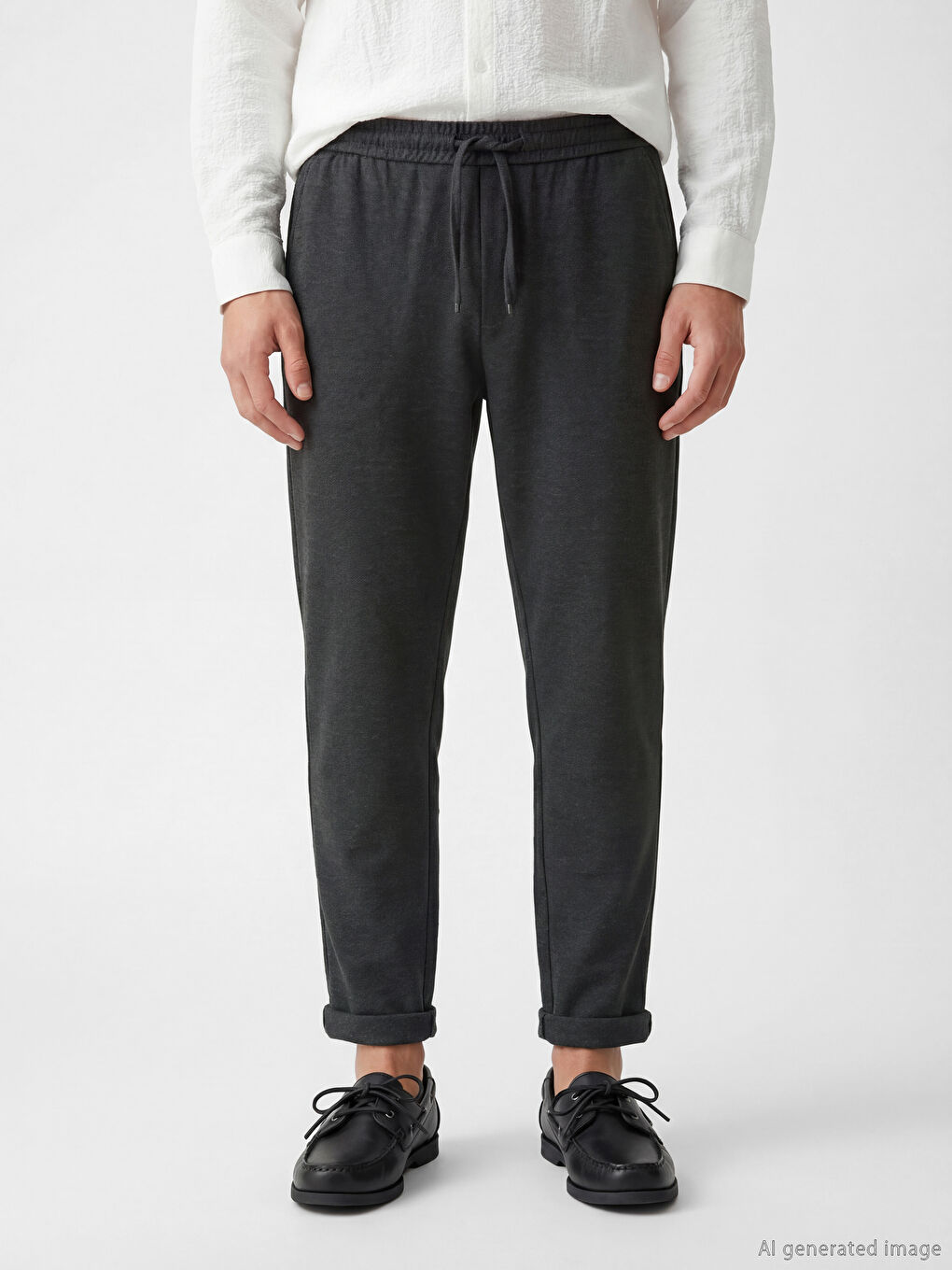 Pantaloni pentru bărbați, croială regular, cu talie elastică-1