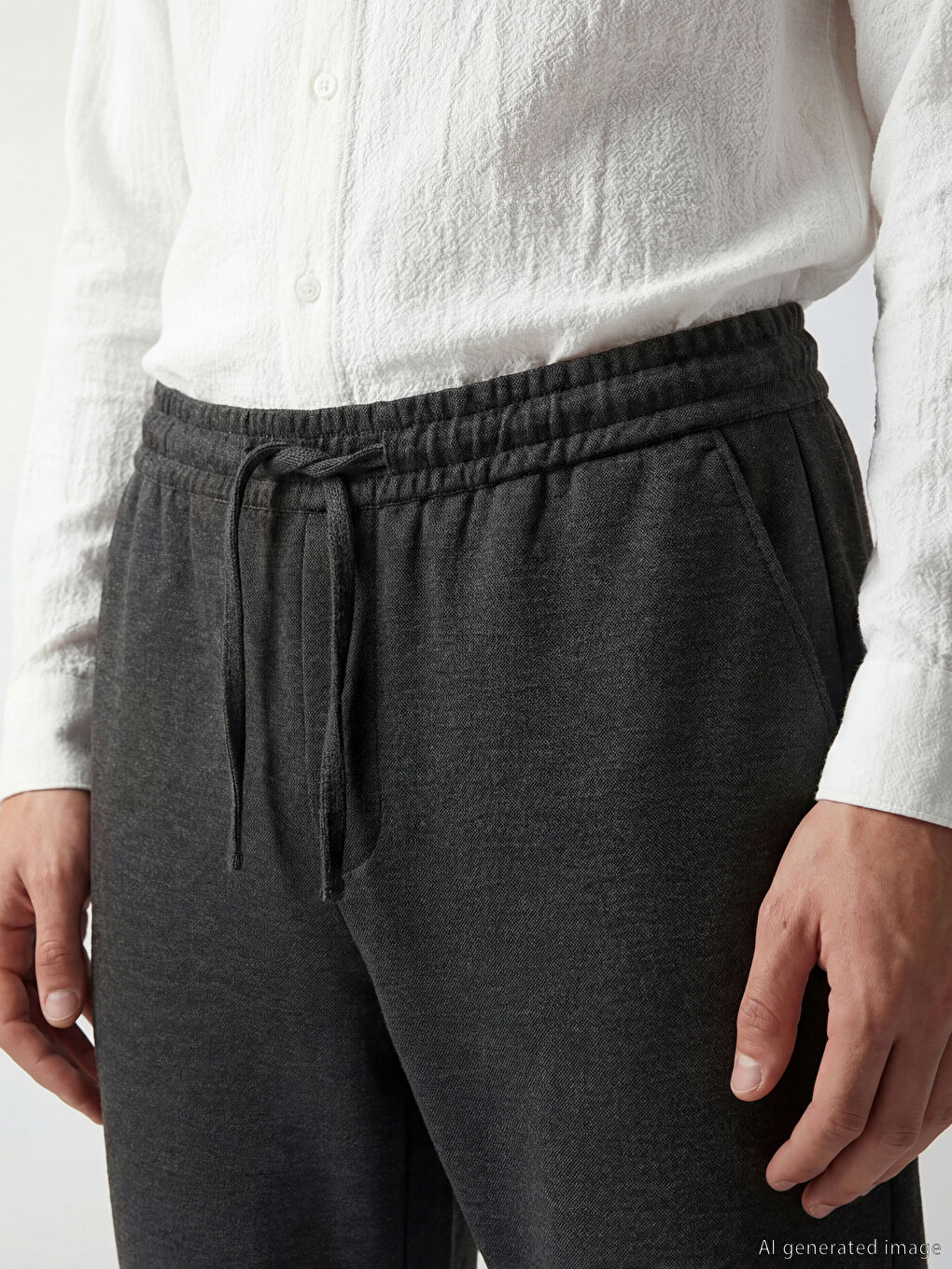 Pantaloni pentru bărbați, croială regular, cu talie elastică-2