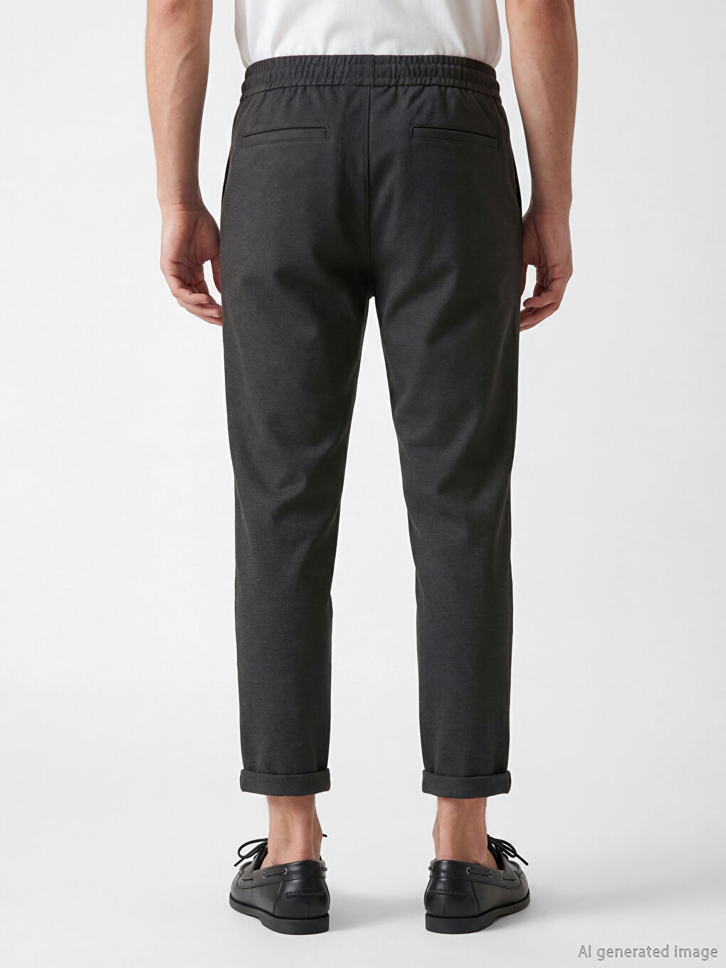 Pantaloni pentru bărbați, croială regular, cu talie elastică-3