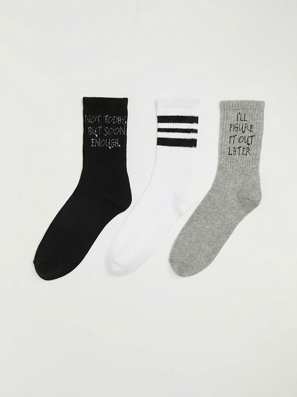 Siyah Erkek Çocuk Yazı Baskılı 3'lü Soket Çorap
